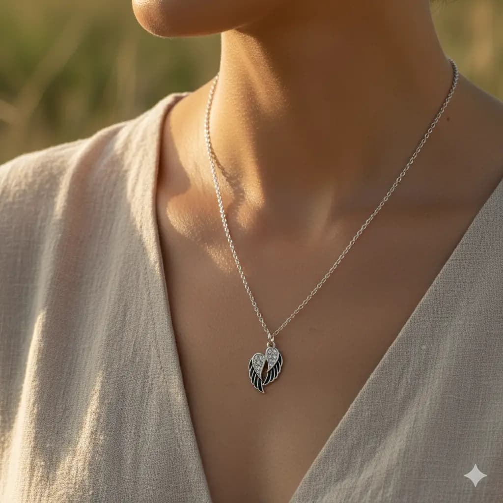 Crystal Feather Charm Necklace